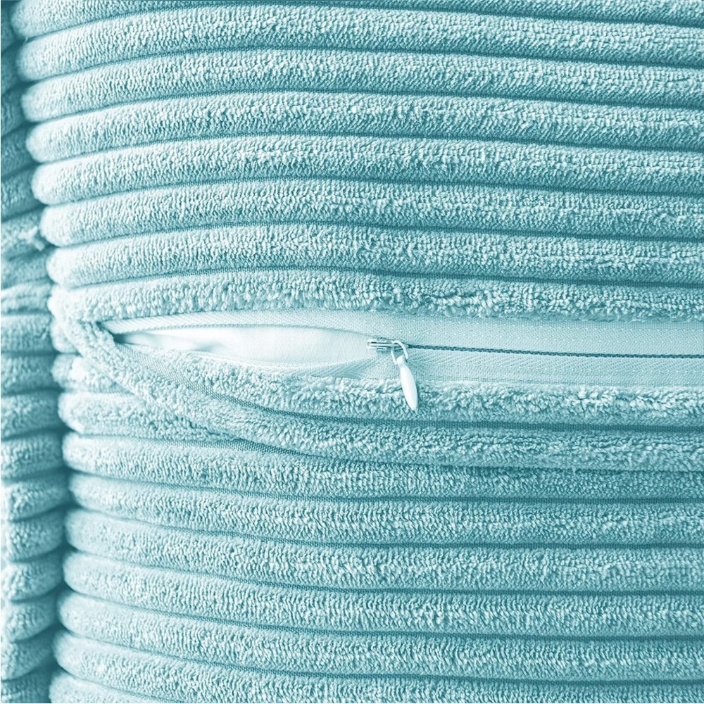 Blue Striped Texture Corduroy Decorative Farmhouse Luxury Soft Pillow Cover Set - Picture 3 of 6